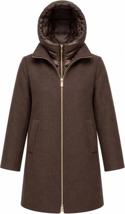 Marella Abrigo Acolchado Suave Panno con Capucha Desmontable - Coats - Mujer - Marr&oacute;n - 2XS