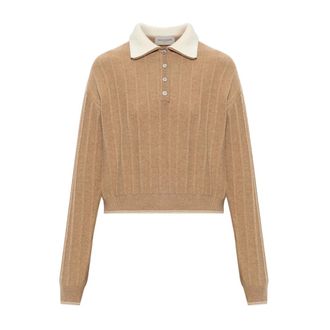 Paul & Shark Lange mouwen polo van wol - Dames - Tops - Beige - Maat: L Wol