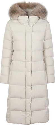 Moorer Nylon Donsjas met Bont Capuchon - Dames - Parka Jassen - Wit - M - Nylon - Jassen