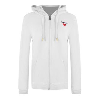 Moschino Love Moschino Small Bold Heart Logo White Zip Hoodie