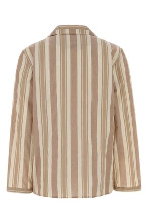 Saint Laurent Womens Embroidered Cotton Shirt Praline Exterior: Camicie