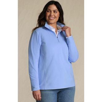 Lands End Anyweather Fleece Quarter Zip Pullover in Clear Blue Sky at Nordstrom, Size 2X