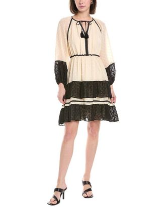 Stellah Tiered Swiss Dot Mini Dress