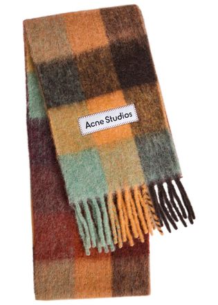 Acne Studios Vally Checked Wool-blend Scarf - Brown - One Size