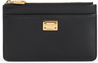 Dolce & Gabbana Black Calf Leather Zipped Credit Card Holder-Donna