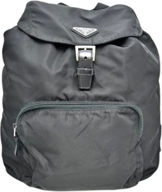 Prada Pre-owned Backpacks, female, Black, Size: ONE SIZE Pre-owned Vintage Nylon Backpack