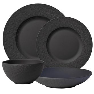 Villeroy & Boch Manufacture Rock 4 Piece Plate Set in Black at Nordstrom