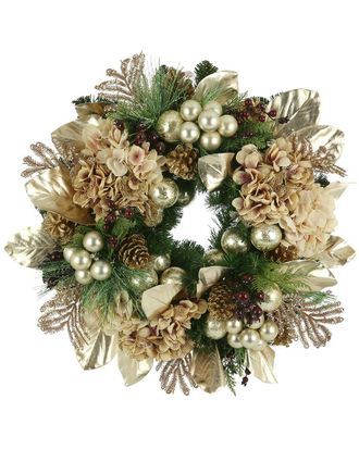 Creative Displays Inc. 30 Cream And Pink Hydrangea Ornament Wreath