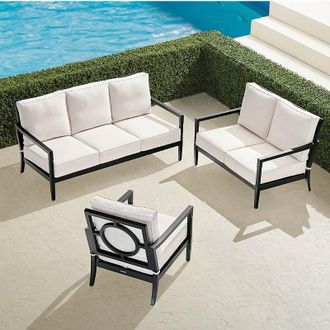 Frontgate Winhill 3-pc. Sofa Set in Jet Black Aluminum - Standard, Restored Chalk - Frontgate