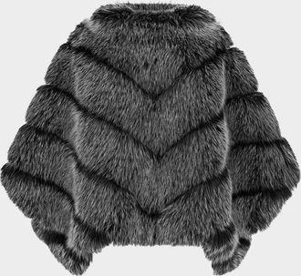 Theia Chevron Fox-Like Faux Fur Cape