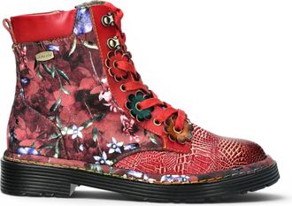 Laura Vita Laura Vita Gothic Victoriaanse Bloemen Rode Leren Veterlaarzen - Incaso-39