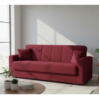 Dmora Divano Letto 3 Posti - Contenitore Reclinabile, Rosso, -, 212x80 cm Bermejo
