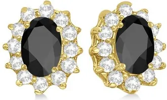 Allurez Oval Black Onyx & Diamond Accented Earrings 14k in 2.05Ct/yellow Gold at Nordstrom