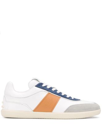 Tod's multi-panel design low-top sneakers - men - Leather/Leather/Rubber - 7 - White