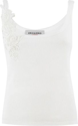 Ermanno Scervino Tops, Dames, Wit, S, Ribgebreide Tanktop
