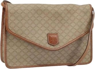 Celine Pre-owned Vintage Macadam Canvas Schoudertas - Dames - Vintage Schoudertas - Beige - ONE Size - Leer - Vintage