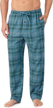 Tommy Bahama Cotton Flannel Drawstring Pajama Pants in Blue/Green at Nordstrom, Size Large