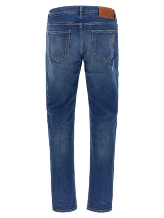 Dolce & Gabbana Logo-Embroidered Cotton Denim Jeans - Blue