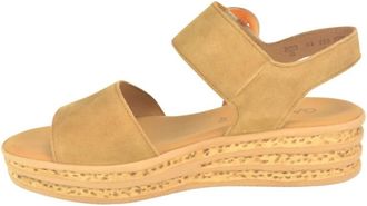 Gabor Nubuc Sand.+gesp Kurk Z - Dames - Sleehakken - Bruin - 34 1/2 EU - Leer - Schoenen