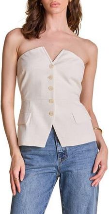 endless rose Button Front Strapless Top in Ivory at Nordstrom Rack, Size X-Small