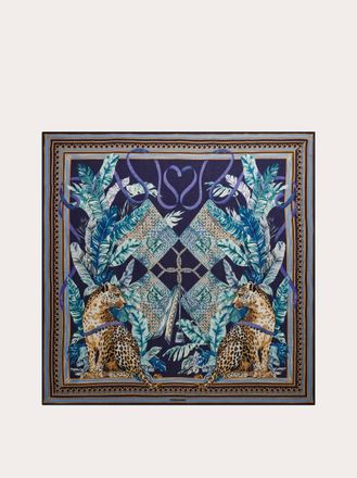 Ferragamo Donna Scialle in cashmere stampa Felino Blu