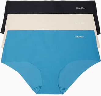 Calvin Klein Womens Invisibles 3-Pack Hipster - Blue - S