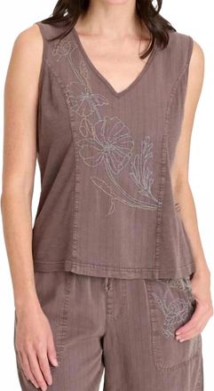 Xcvi Siska Embroidered Tank In Mid-Tone Rich Brown