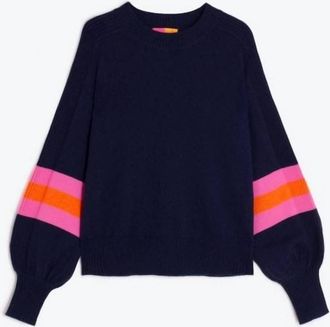 Vilagallo Womens Balloon Sleeve Sweater In Navy Multi