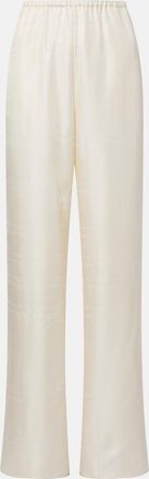 Toteme Embroidered silk satin pajama pants