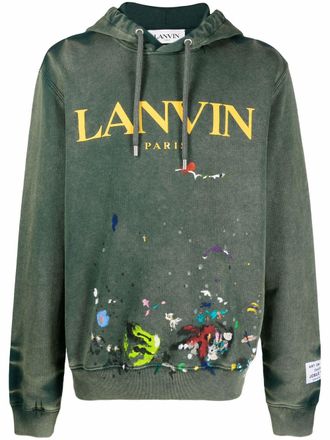 Lanvin x Gallery Department paint-splatter hoodie - men - Cotton - S - Green
