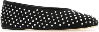 Magda Butrym Womens Studded Satin Ballerina Black