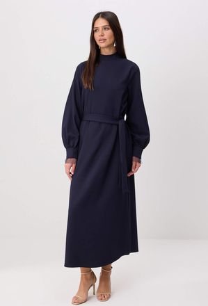 Trendyol Modest Dames Donkerblauw Effen Maxi Lang Casual A-lijn Modest Jurken