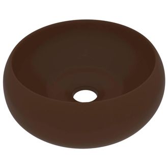 Berkfield Home Luxury Wash Basin Round Matt Dark Brown 40x15 cm Ceramic