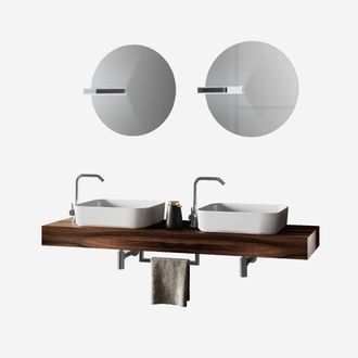 Aqa Mobile Bagno Sospeso Con Doppio Lavabo E Specchi Astra - Noce