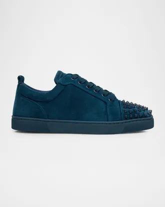 Christian Louboutin Mens Louis Junior Spikes Low-Top Suede Sneakers