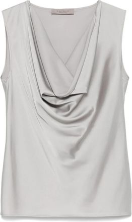 D.exterior Grijze Satijnen Cowl Neck Top - Dames - Tops zonder mouwen - Grijs - M - Satijn - Tops