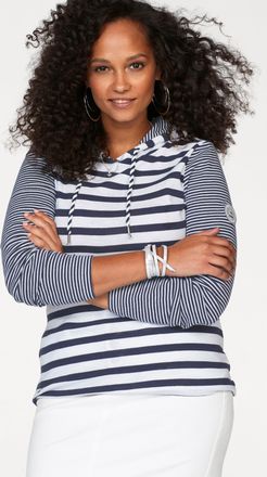 Kangaroos Kapuzenshirt KANGAROOS, Damen, Gr. 44/46, blau (marine, wei&szlig;, gestreift), Rippware, Obermaterial: 100% Baumwolle, gestreift, figurbetont h&uuml;ftbedeckend