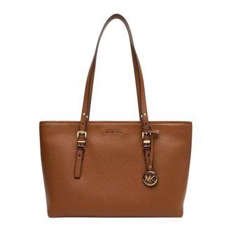 Michael Kors Tote Bags, female, Brown, Size: ONE SIZE Quinn Medium Pebbled Leather Tote Bag