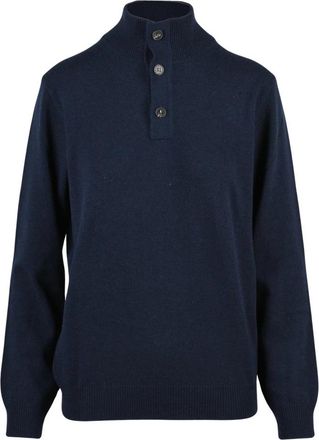 KANGRA Pullover met knopen - Heren - Coltruien - Blauw - M - Wol - Truien & Vesten