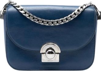 Prada Pre-owned The Arcade Crossbody Bag - Dames - Vintage Schoudertas - Blauw - ONE Size - Leer - Vintage