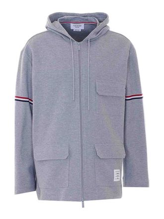 Thom Browne Grey Zip Up Hoodie