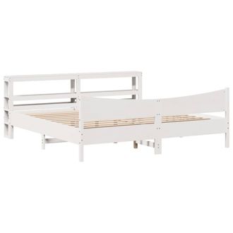 Berkfield Home Bed Frame with Headboard White 200x200 cm Solid Wood Pine