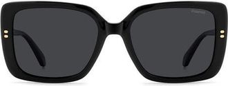 Polaroid 55mm Polarized Rectangular Sunglasses in Black/Grey at Nordstrom
