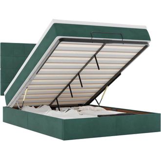 vidaXL Estructura Cama Otomana Colchones Terciopelo Verde Oscuro Vidaxl