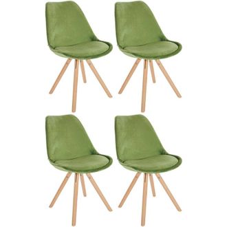 Clp Pack de 4 sillas de salón Sofia en terciopelo Verde claro Natural (redondo)