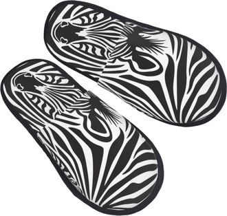 Generic Fluffy Slippers Stripes Zebras Non-Slip Cotton Slippers Furry Anti-Slide Slipper For Indoor Women Spa L