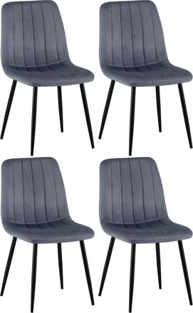 Clp Clp - Set De 4 Sillas De Sal&oacute;n Dijon En Tela O Terciopelo Gris Oscuro Terciopelo