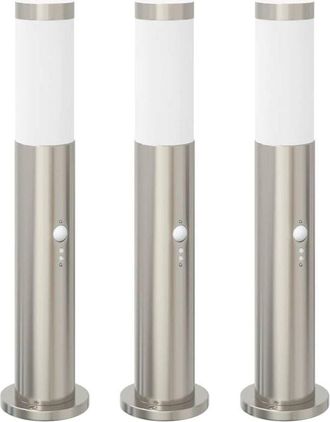 vidaXL Bollard Lights with Sensor 3pcs 50 cm Stainless Steel IP44 vidaXL