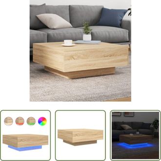 vidaXL Luci led rgb - Tavolino da Soggiorno con Luci LED Rovere Sonoma 80x80x31 cm