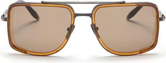 Akoni Stargazer Geometric Square Frame Sunglasses with Double Bridge Design